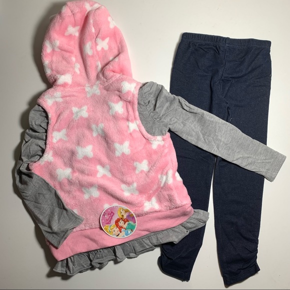 NWT Disney Princess 3pc hoodie vest set size 3T - Picture 8 of 8